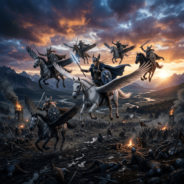 Group of winged Valkyries on their way to work.